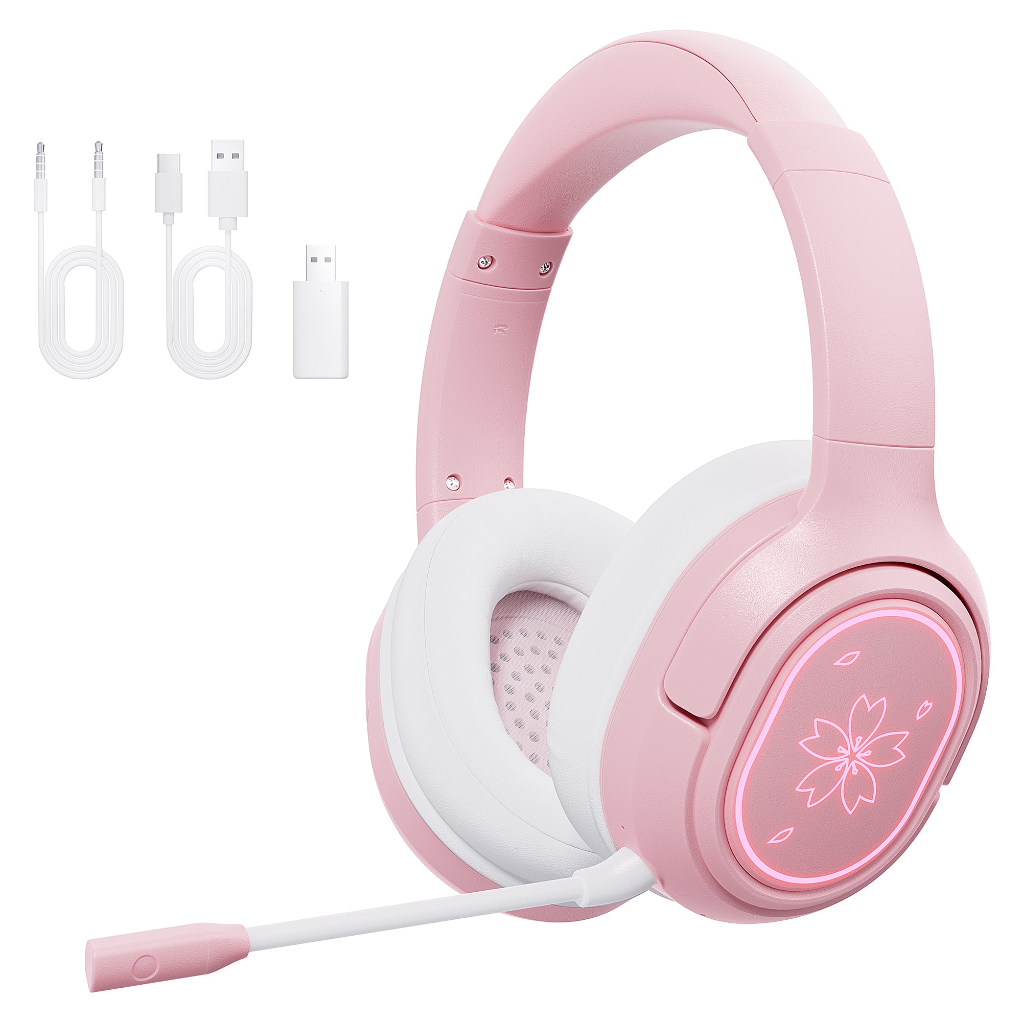 2.4GHz Wireless Gaming Headset for PS5/PC/PS4/Mobile/Switch, Bluetooth 5.3 Stereo Headphones with Mic for Switch/Mobile/Tablet, with 3.5mm Jack, RGB Light, Bass Surround, Soft Memory Earmuffs 2.4GHz Wireless Gaming Headset for PS5/PC/PS4/Mobile/Switch, Bluetooth 5.3 Stereo Headphones with Mic for Switch/Mobile/Tablet, with 3.5mm Jack, RGB Light, Bass Surround, Soft Memory Earmuffs